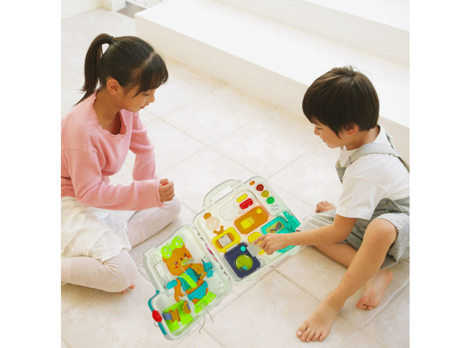 Zmyslový manipulačný Montessori kufrík so svetlom a zvukmi - Macko