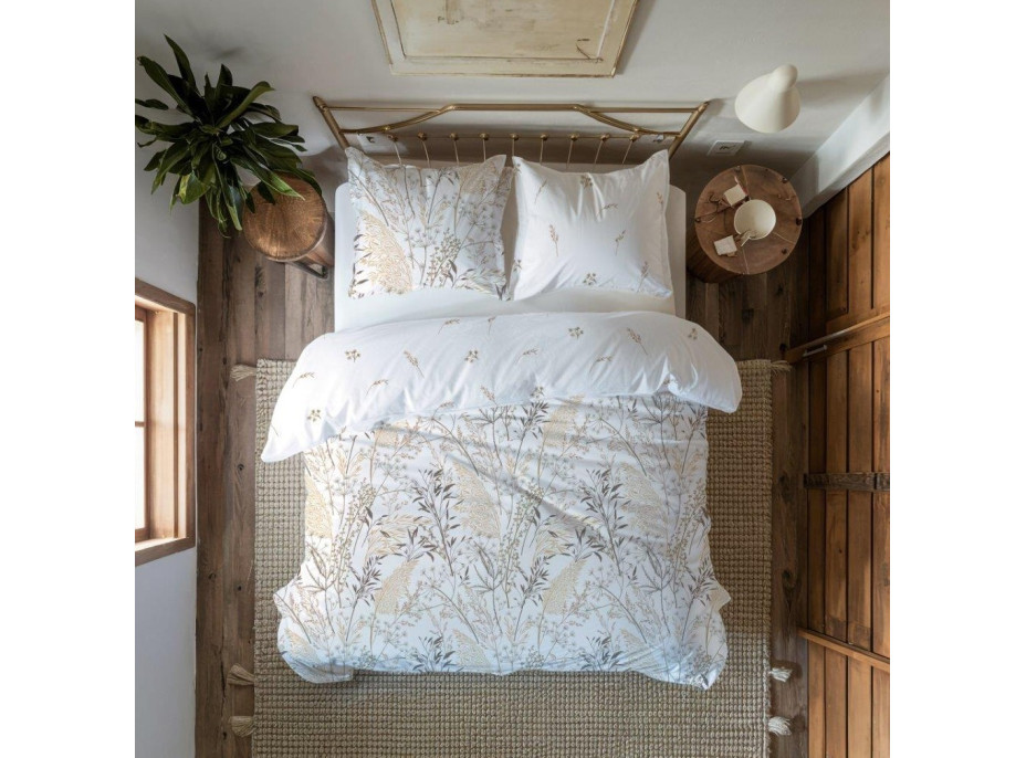 Bavlnené obliečky GUSTO Traviny - biele - 160x200 cm