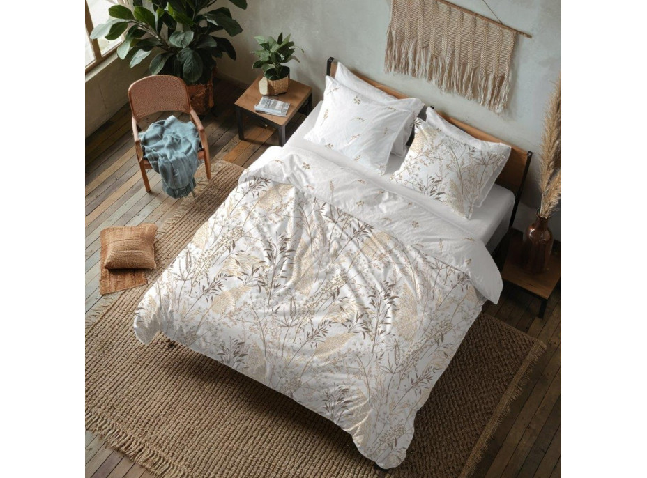 Bavlnené obliečky GUSTO Traviny - biele - 140x200 cm