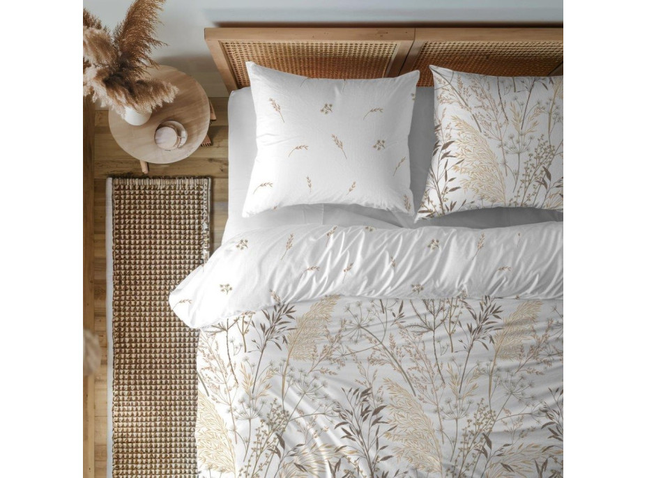 Bavlnené obliečky GUSTO Traviny - biele - 140x200 cm