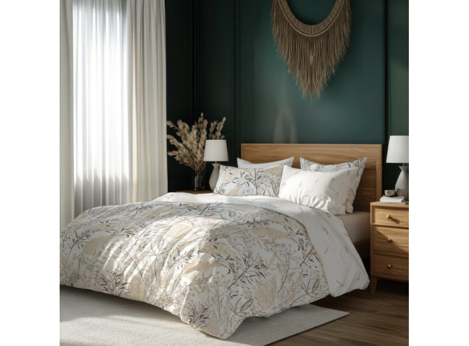 Bavlnené obliečky GUSTO Traviny - biele - 140x200 cm