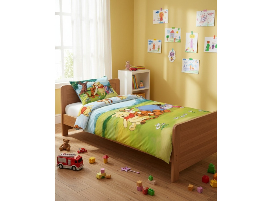 Detské bavlnené obliečky do postieľky 135x100 cm - Medvedík Pú