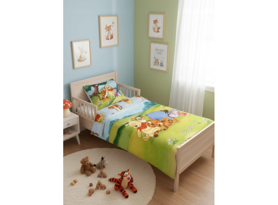 Detské bavlnené obliečky do postieľky 135x100 cm - Medvedík Pú