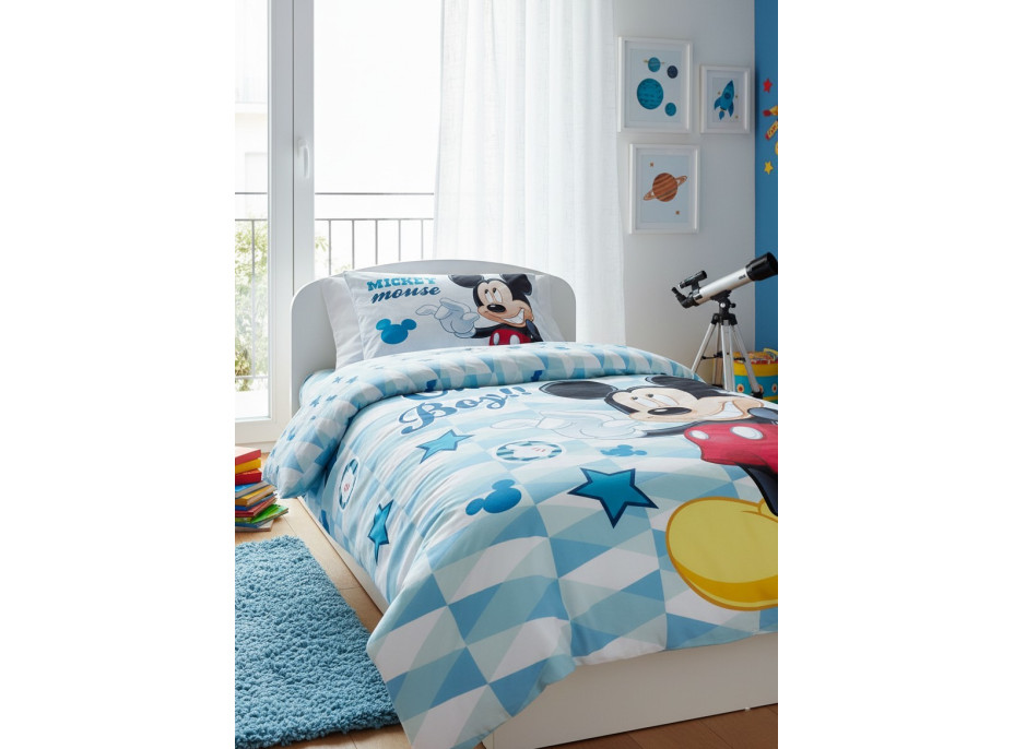 Detské bavlnené obliečky do postieľky 135x100 cm - Mickey Mouse - Oh boy!!