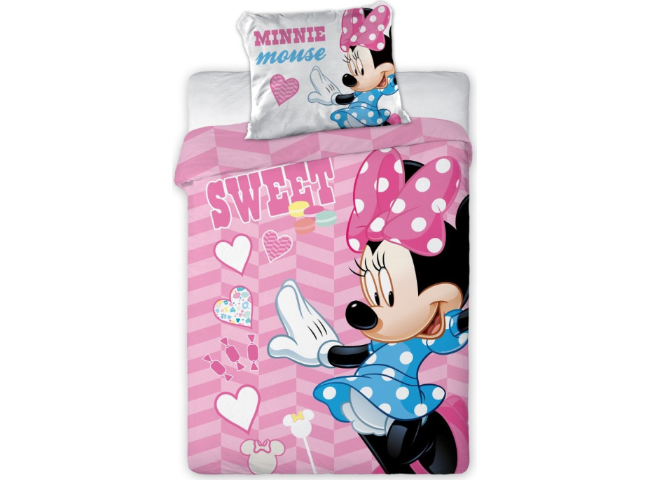 Detské bavlnené obliečky do postieľky 135x100 cm - Myška Minnie - Sweet