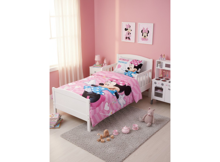Detské bavlnené obliečky do postieľky 135x100 cm - Myška Minnie - Sweet
