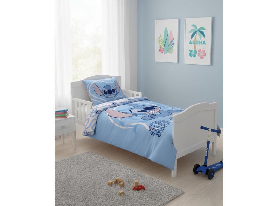 Detské bavlnené obliečky do postieľky 135x100 cm - Stitch - modré