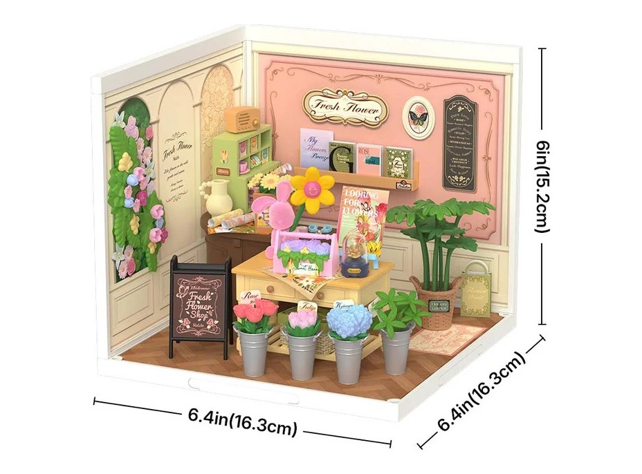 RoboTime 3D drevená skladačka Miniatúra domčeku Kvetinárstvo Fresh Flower