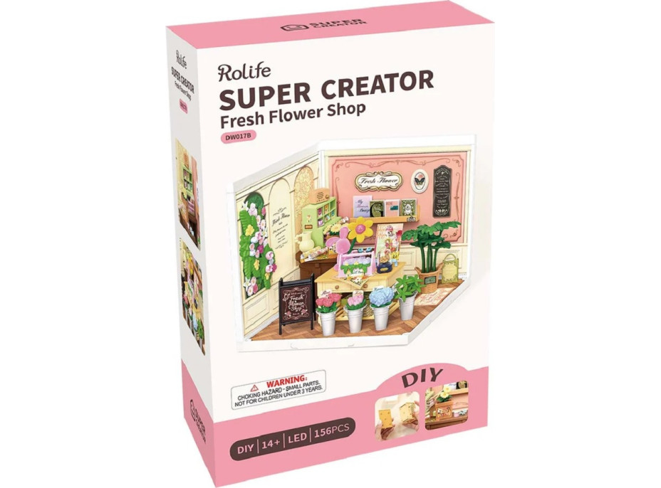 RoboTime 3D drevená skladačka Miniatúra domčeku Kvetinárstvo Fresh Flower