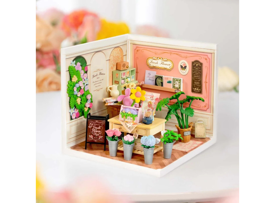 RoboTime 3D drevená skladačka Miniatúra domčeku Kvetinárstvo Fresh Flower