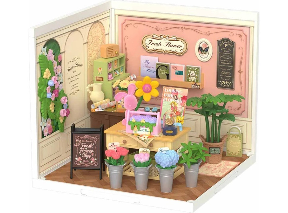 RoboTime 3D drevená skladačka Miniatúra domčeku Kvetinárstvo Fresh Flower