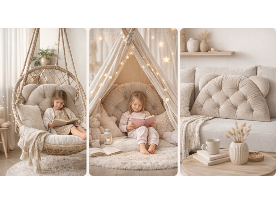 Čalúnená opierka hlavy BEAR Velvet 95x55 cm - ružová