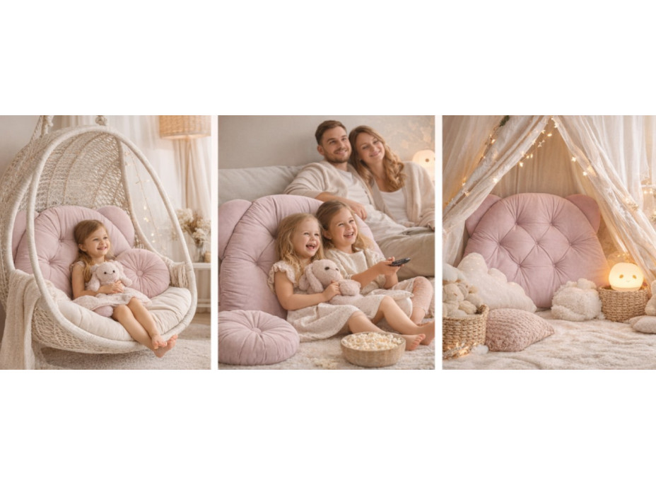 Čalúnená opierka hlavy BEAR Velvet 95x55 cm - ružová