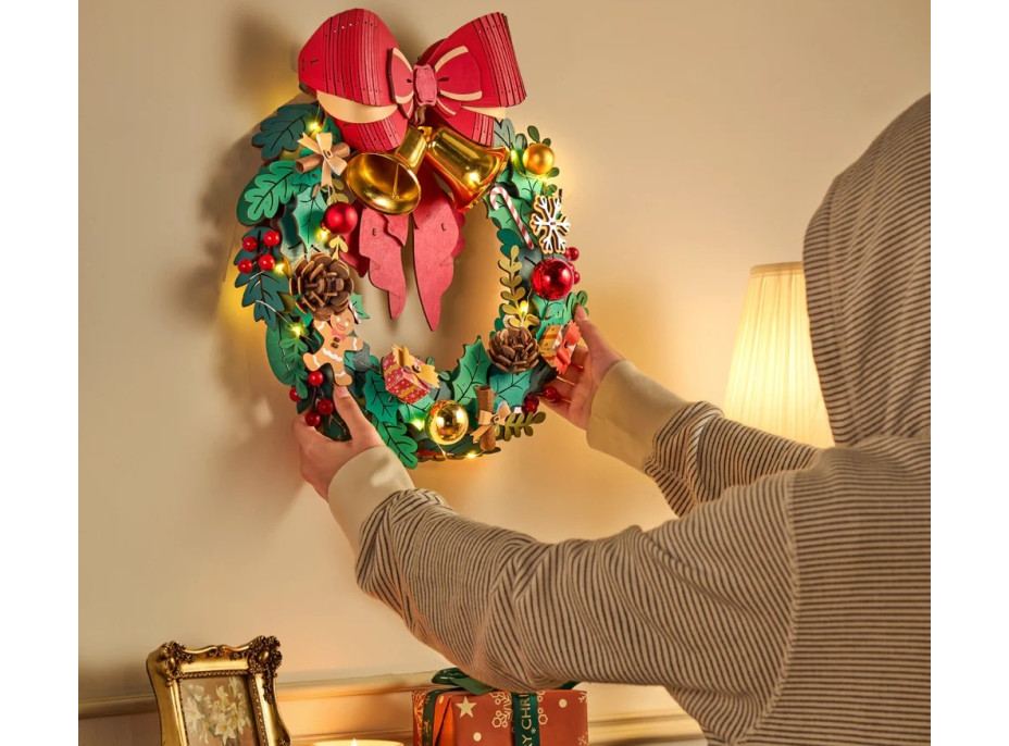 RoboTime 3D drevená skladačka Vianočný veniec