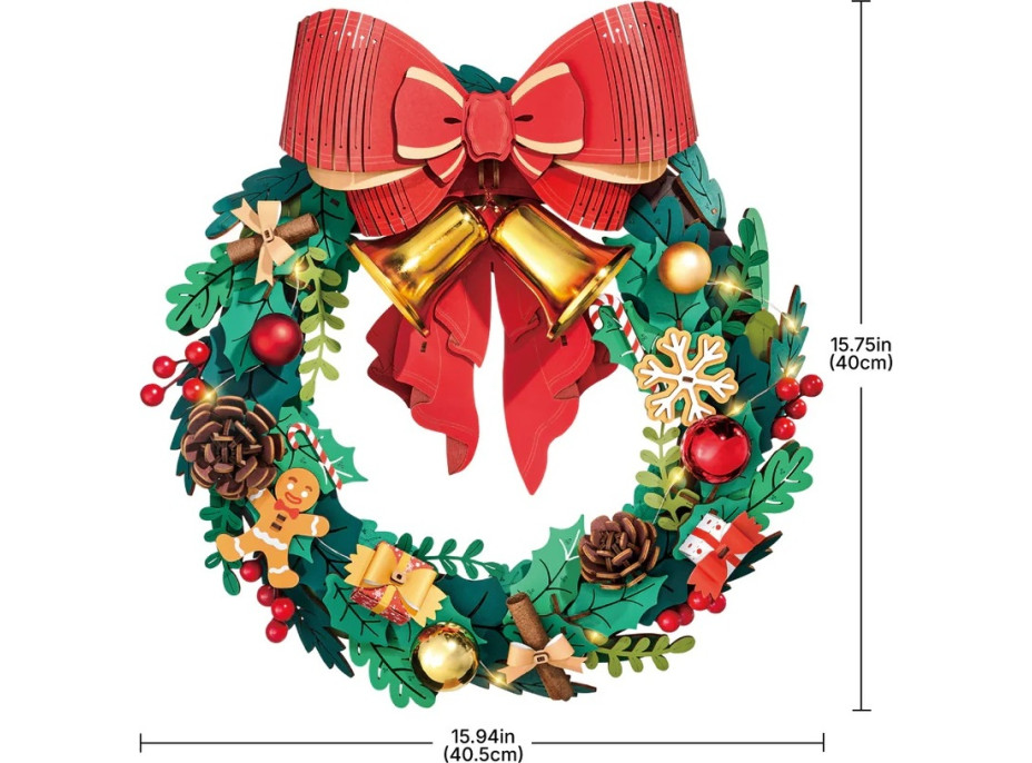 RoboTime 3D drevená skladačka Vianočný veniec