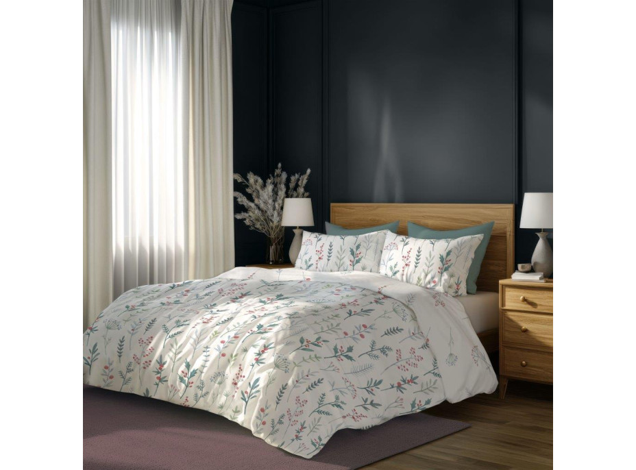 Bavlnené obliečky PRIMAVERA Byliny - biele - 160x200 cm