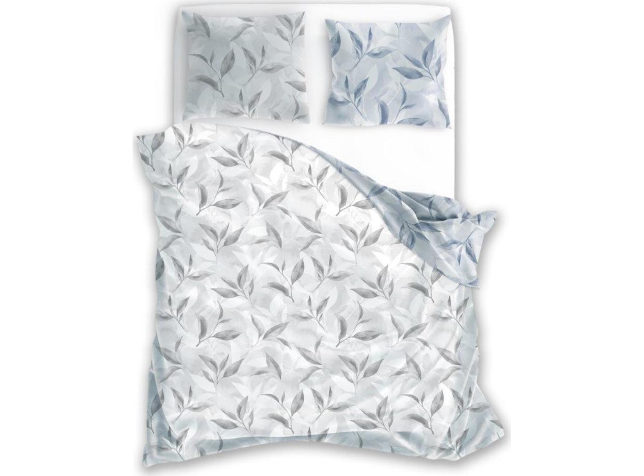 Bavlnené obliečky PRIMAVERA Vetvičky - šedé / modré - 160x200 cm