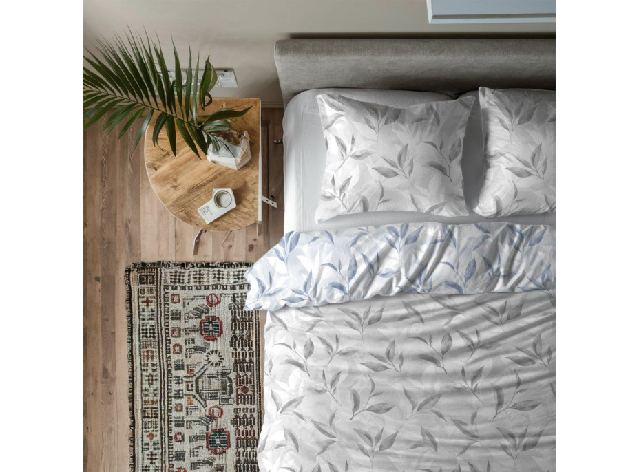 Bavlnené obliečky PRIMAVERA Vetvičky - šedé / modré - 160x200 cm