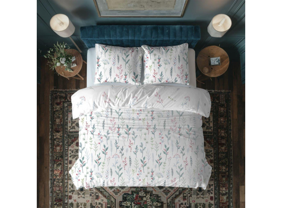 Bavlnené obliečky PRIMAVERA Byliny - biele - 220x200 cm