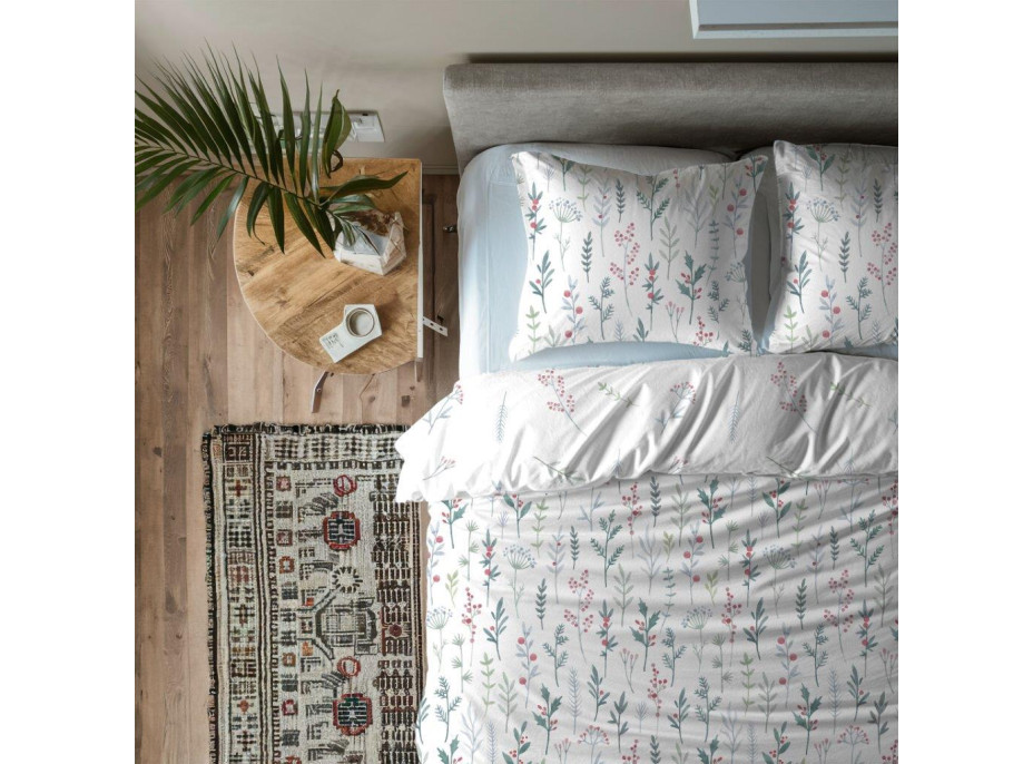 Bavlnené obliečky PRIMAVERA Byliny - biele - 220x200 cm