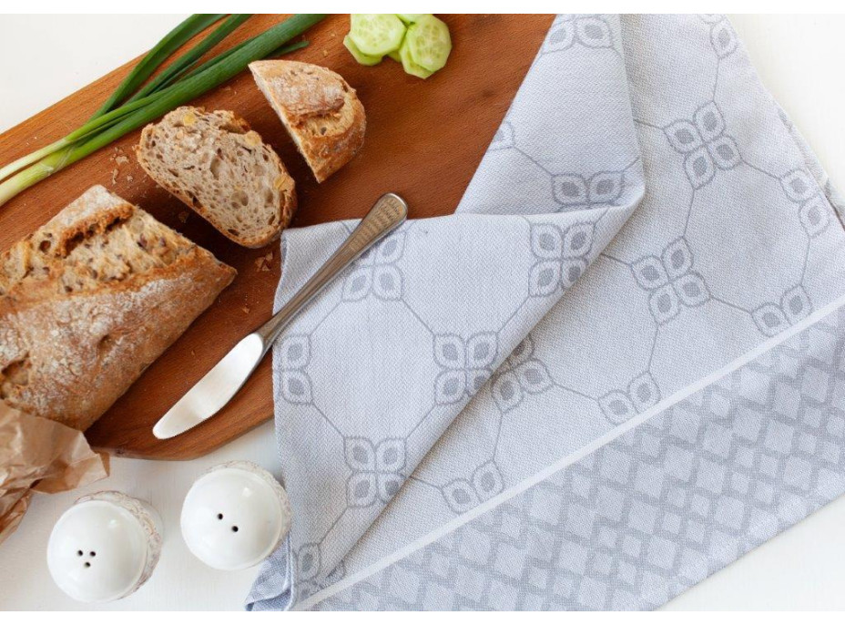 Žakárová kuchynská utierka CARINO 010 - 40x60 cm - šedá