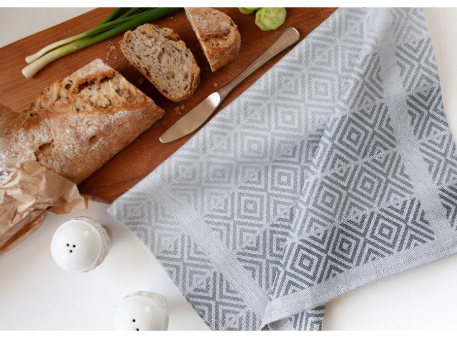 Žakárová kuchynská utierka CARINO 013 - 40x60 cm - šedá
