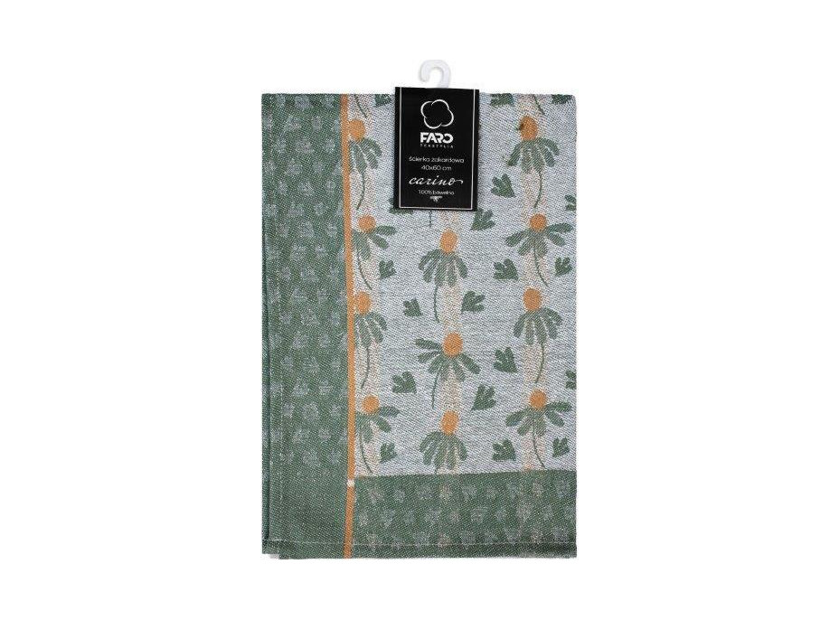 Žakárová kuchynská utierka CARINO 014 - 40x60 cm - tmavo zelená/sivá