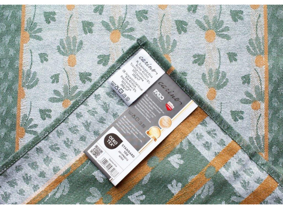 Žakárová kuchynská utierka CARINO 014 - 40x60 cm - tmavo zelená/sivá