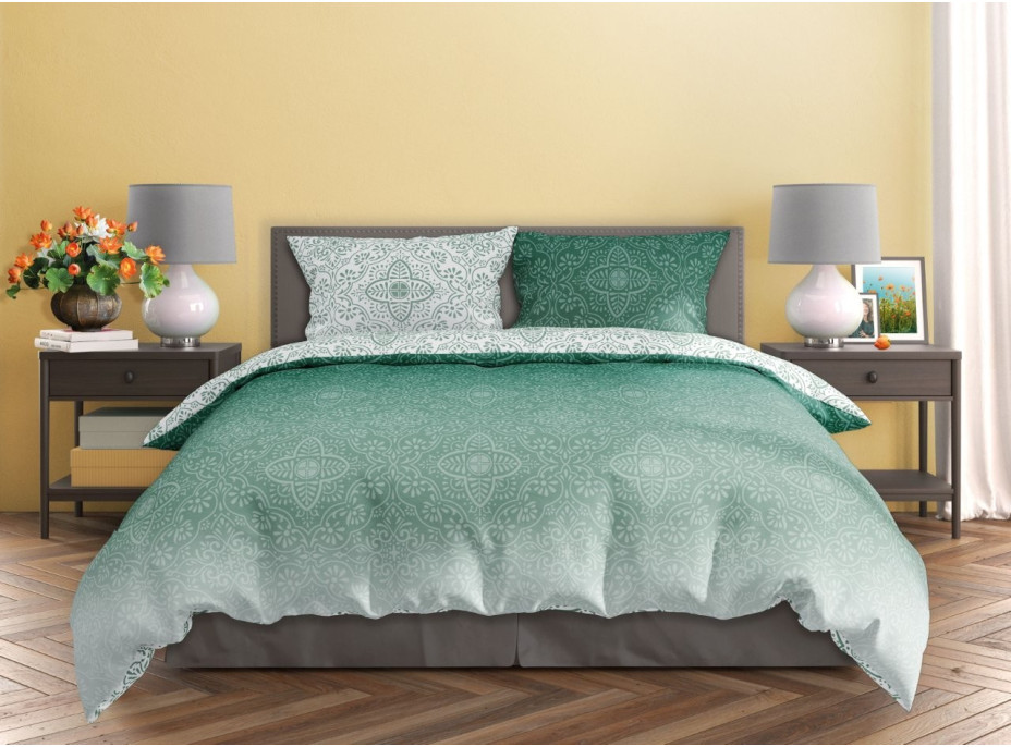 Saténové obliečky MILAGRO VERDE Ombre orient - biele / zelené - 140x200 cm