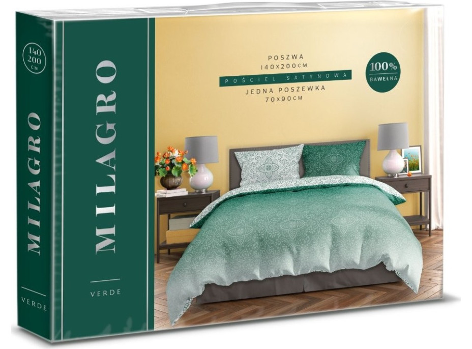 Saténové obliečky MILAGRO VERDE Ombre orient - biele / zelené - 220x200 cm
