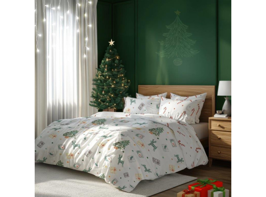 Bavlnené obliečky SCANDIC Darčeky - biele - 220x200 cm