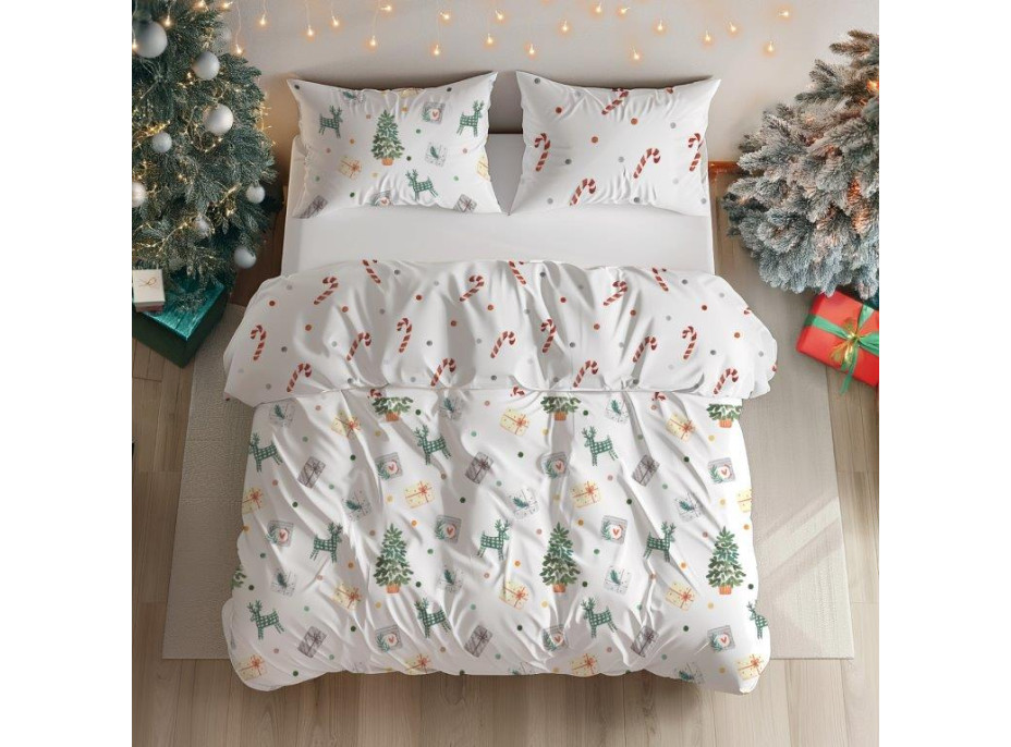 Bavlnené obliečky SCANDIC Darčeky - biele - 220x200 cm