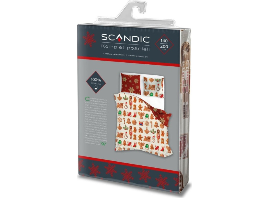 Bavlnené obliečky SCANDIC Perníčky - béžové/červené - 140x200 cm