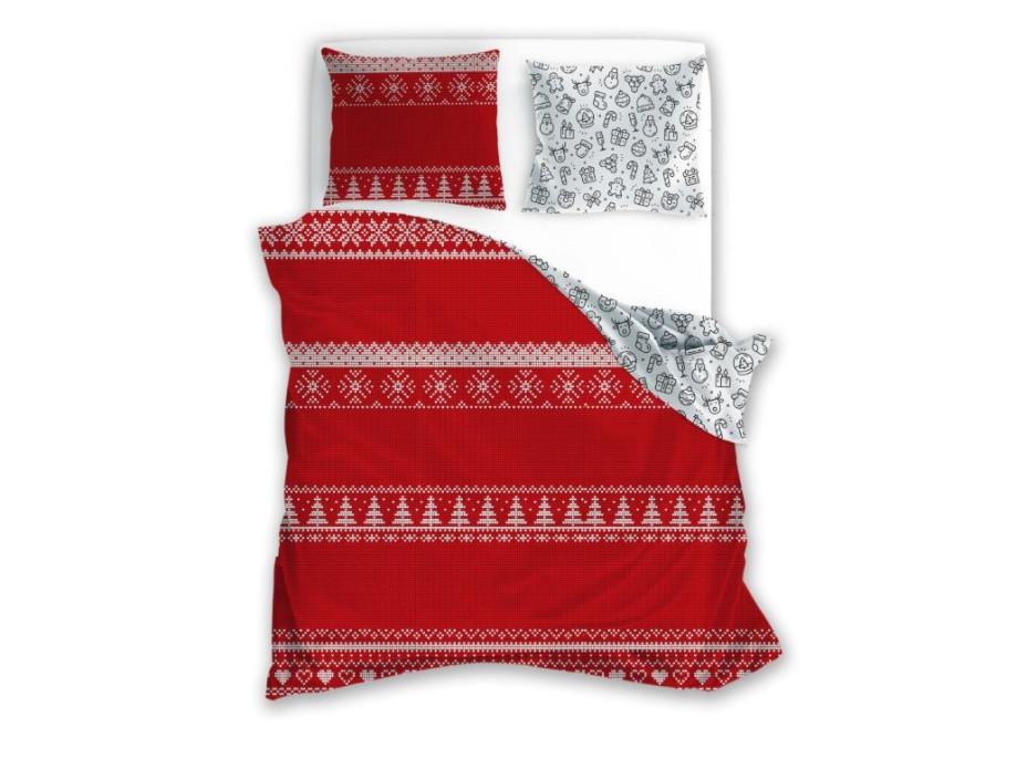 Bavlnené obliečky SCANDIC Vianočné motívy - červené / biele - 220x200 cm