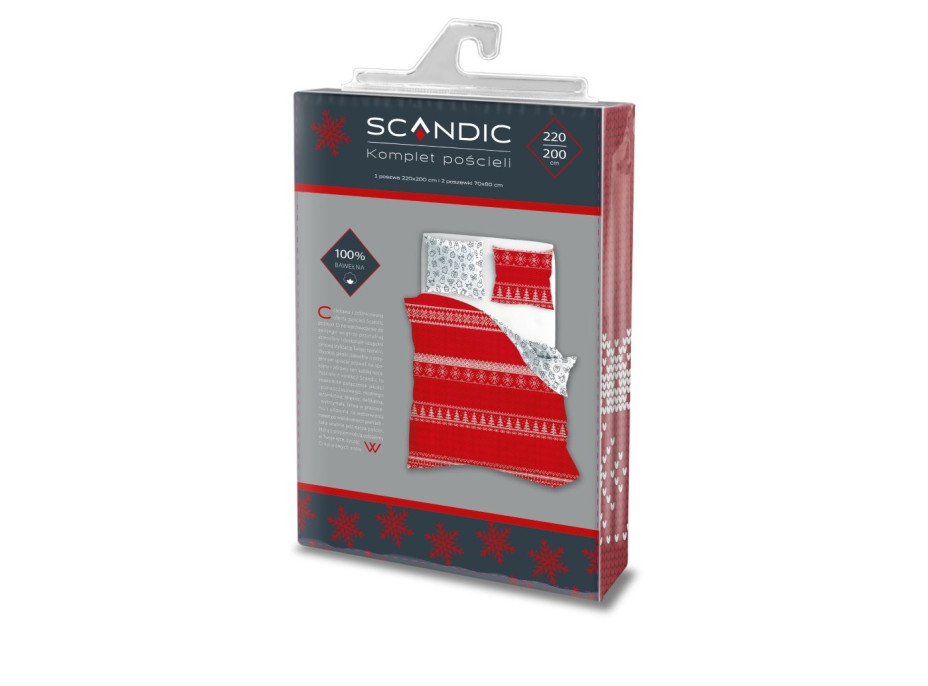 Bavlnené obliečky SCANDIC Vianočné motívy - červené / biele - 220x200 cm
