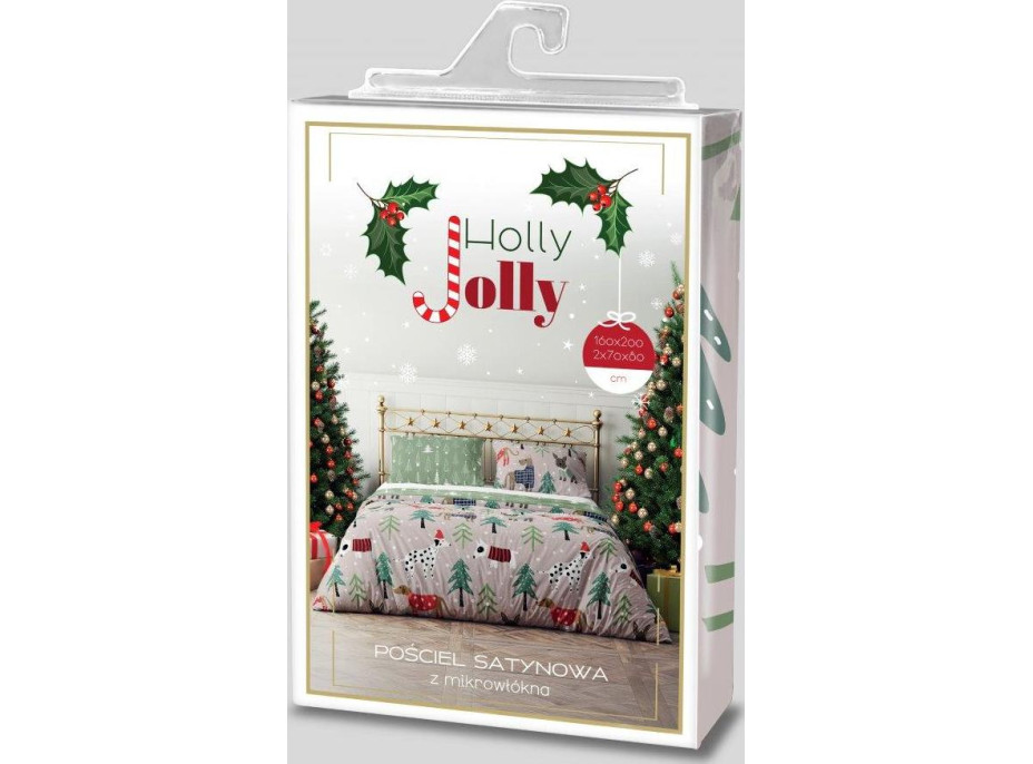 Posteľné obliečky z mikrovlákna HOLLY JOLLY Psíkovia v lese - hnedé / zelené - 160x200 cm