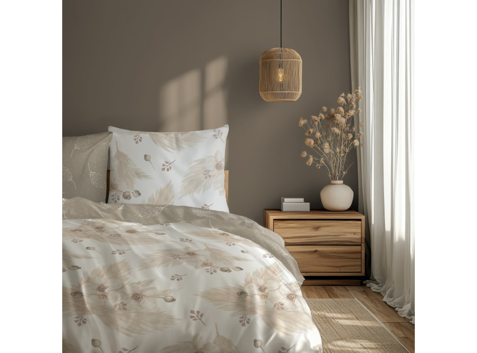 Posteľné obliečky BOHO Orchidey - 140x200 cm - bavlnený satén