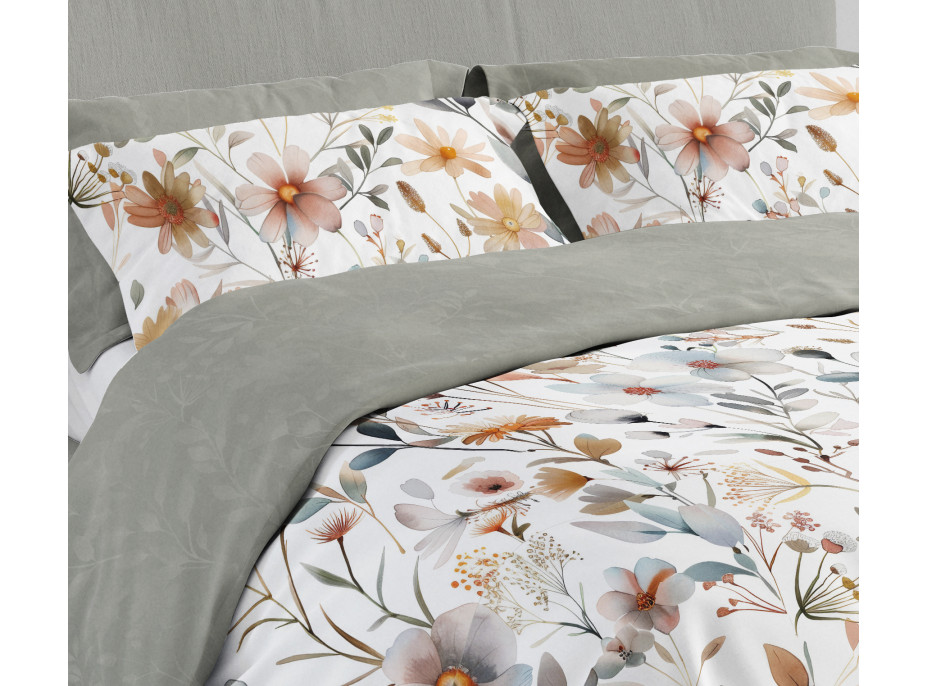 Posteľné obliečky BOHO Kvety - 140x200 cm - bavlnený satén