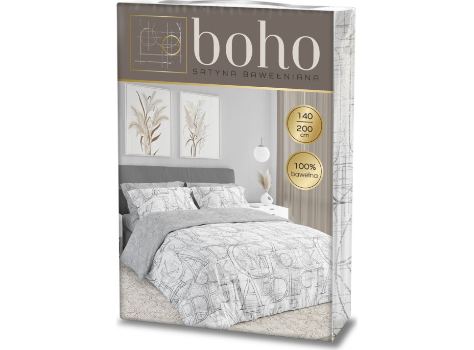 Posteľné obliečky BOHO Písmená - 140x200 cm - bavlnený satén