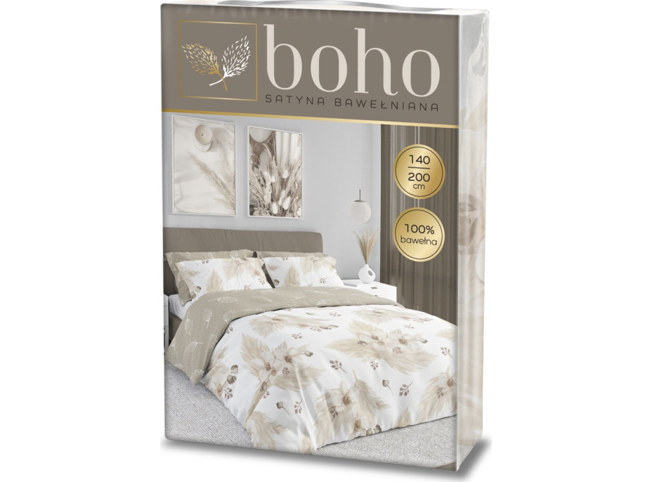 Posteľné obliečky BOHO Orchidey - 160x200 cm - bavlnený satén