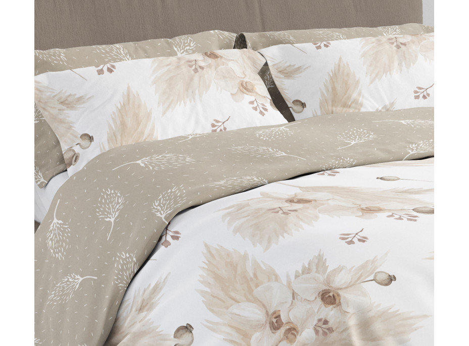 Posteľné obliečky BOHO Orchidey - 160x200 cm - bavlnený satén