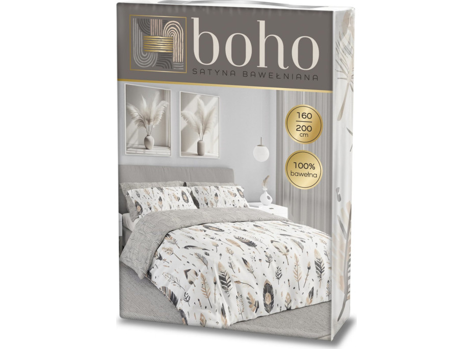 Posteľné obliečky BOHO Períčka - 160x200 cm - bavlnený satén