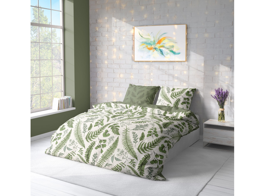 Posteľné obliečky BOHO Paprade - 160x200 cm - bavlnený satén