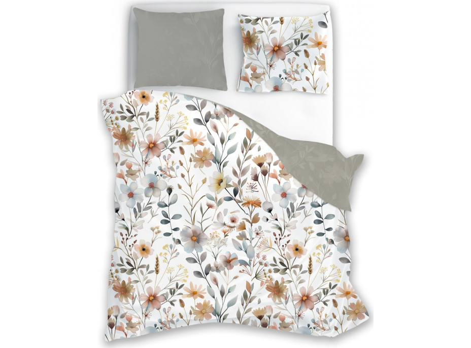 Posteľné obliečky BOHO Kvety - 220x200 cm - bavlnený satén