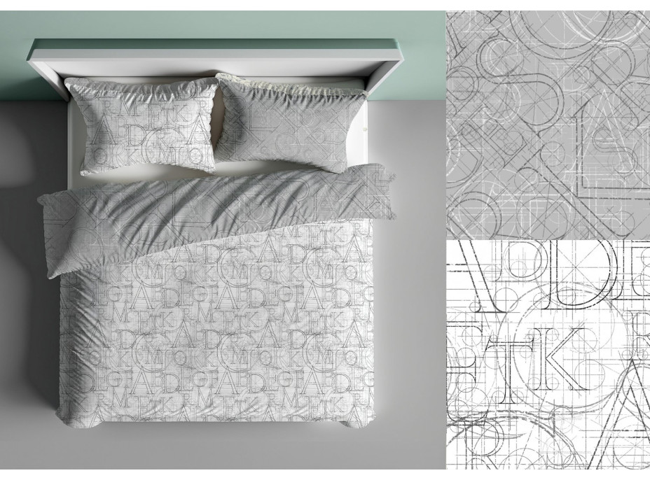 Posteľné obliečky BOHO Písmená - 220x200 cm - bavlnený satén
