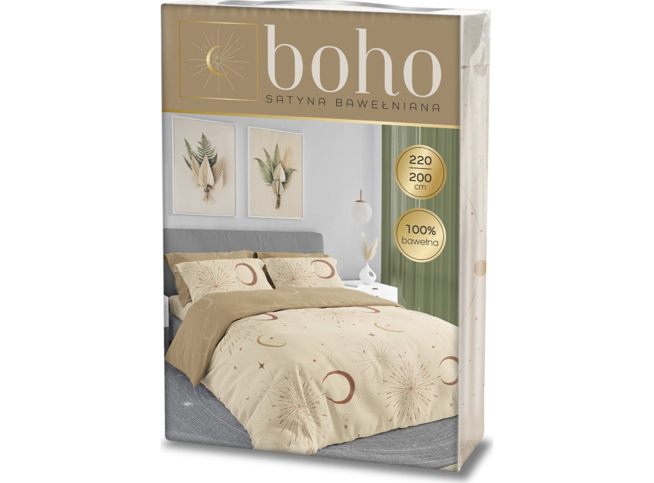 Posteľné obliečky BOHO Hviezdy - 220x200 cm - bavlnený satén