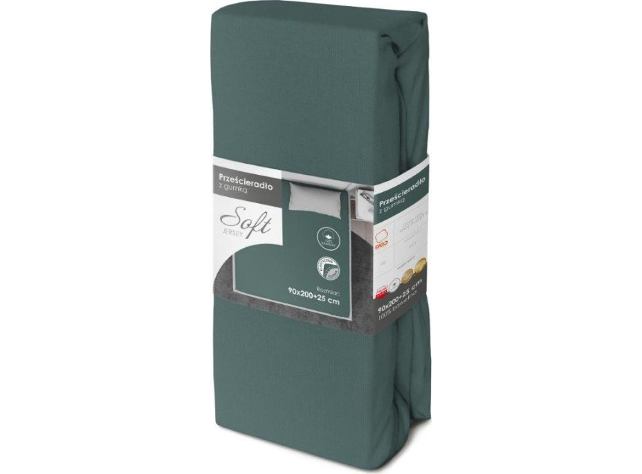 Jersey prestieradlo SOFT 200x90 cm + 25cm - tmavo zelené