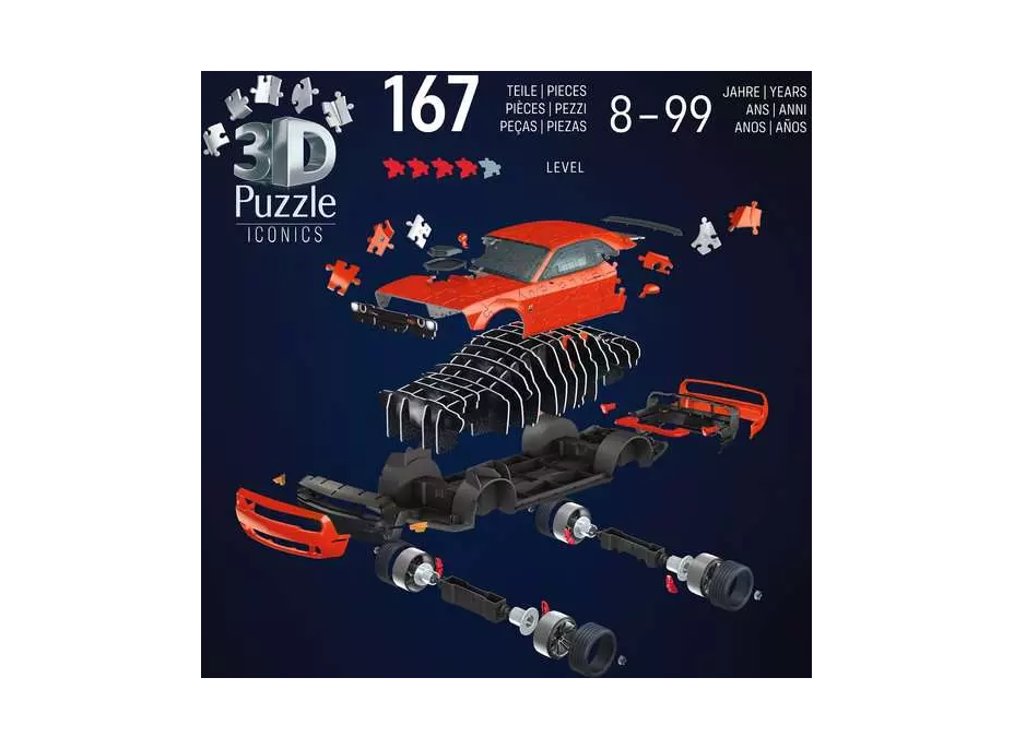 RAVENSBURGER 3D puzzle Iconics: Dodge Challenger Scat Pack Widebody 108 dielikov