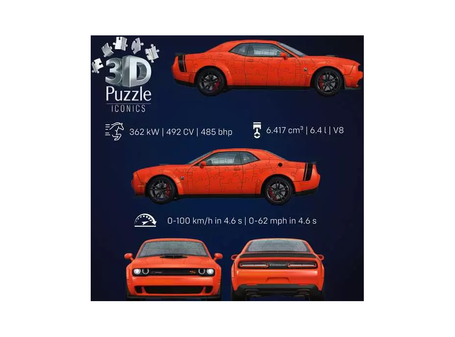 RAVENSBURGER 3D puzzle Iconics: Dodge Challenger Scat Pack Widebody 108 dielikov