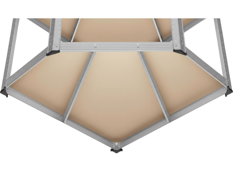 Rohový policový regál - 5 políc - 180x70x40 cm - strieborný